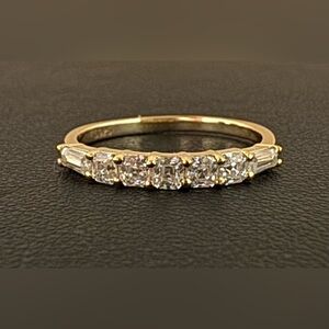 Moissanite Asscher & baguette wedding anniversary stackable ring - sz 7